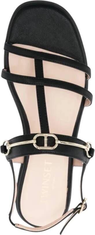 Twinset Zwarte Sandalen met Lage Hak en Ovaal Gesp