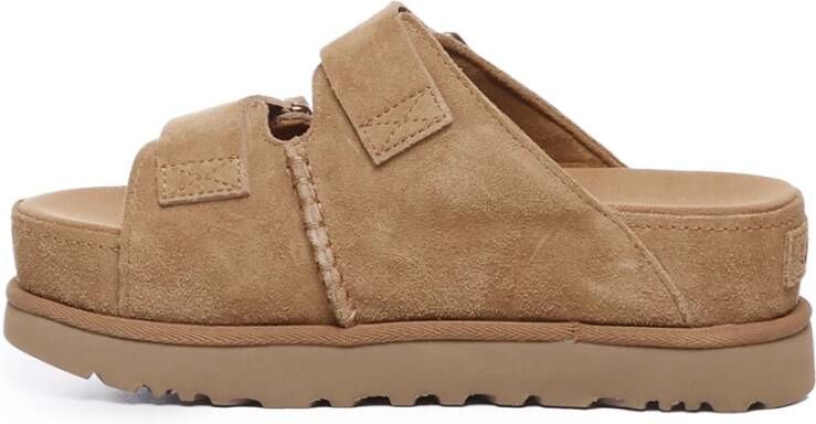 Ugg Beige Suède Dubbele Gesp Sandalen Beige Dames
