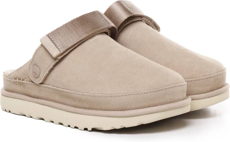 Ugg Beige Suède Sandalen Slip-On Band Sluiting Beige Dames