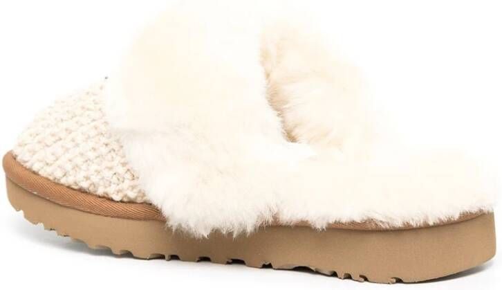 Ugg Comfortabele Gebreide Schapenvacht Instappers Beige Dames