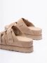 Ugg Nude Suède Dubbele Gesp Sandalen Beige Dames - Thumbnail 5