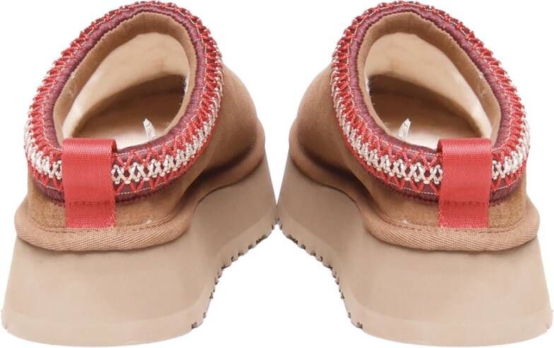 Ugg Kameel Suède Sandalen met Stoffen Rand Brown Dames