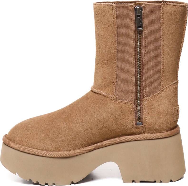 Ugg Kastanje Suède Sandalen met Brede Hak Brown Dames