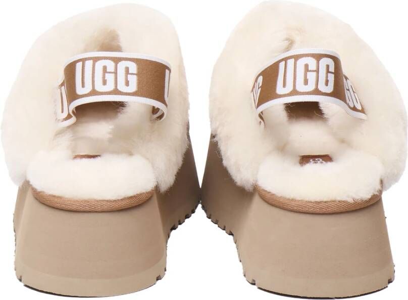 Ugg Schapenvacht Sandalen Laag Platform Biscuit Kleur Brown Dames