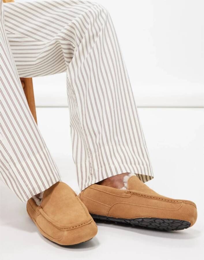 Ugg Shearling Gevoerde Loafers Kastanje Suède Brown Heren