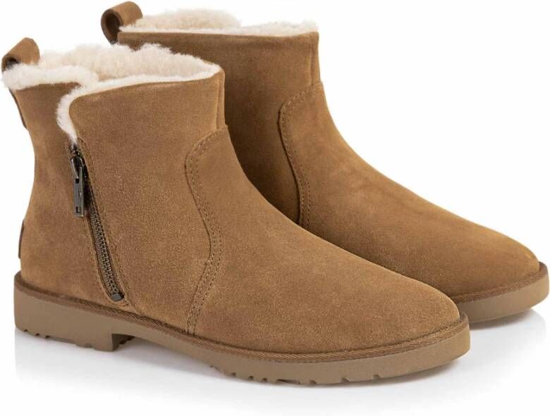 UGG Suède Enkellaarzen Bruin Wolvoering
