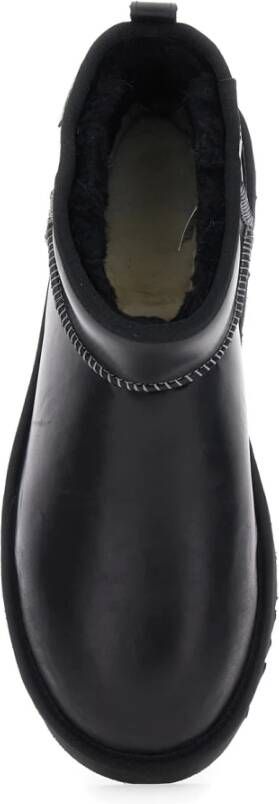 UGG Zwarte Leren Klassieke Ultramini Laarzen
