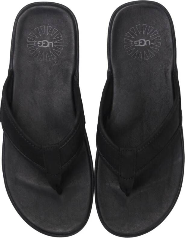 Ugg Zwarte Leren Pantoffels Black Heren