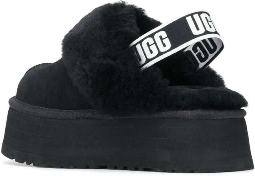 Ugg Zwarte platte platformschoenen met bont Black Dames