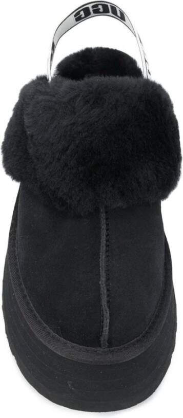 Ugg Zwarte platte platformschoenen met bont Black Dames