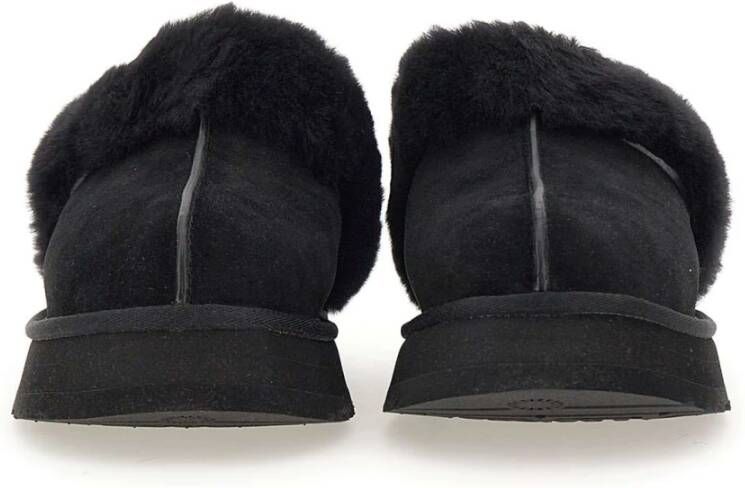 UGG Pantoffels Dames Sloffen Instappers Suède Harde zool Dichte hiel Disquette Zwart - Foto 12