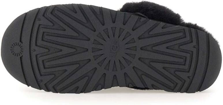 UGG Pantoffels Dames Sloffen Instappers Suède Harde zool Dichte hiel Disquette Zwart - Foto 15
