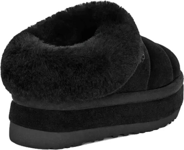 UGG Zwarte Suède Sandalen met Schapenvacht Kraag