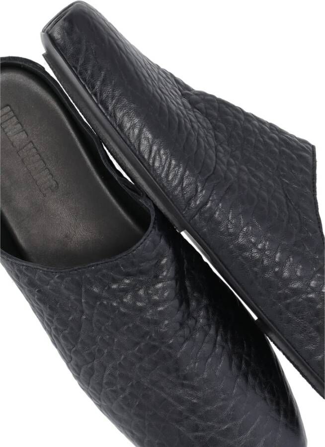 UMA Wang Zwarte Leren Sandalen met Vierkante Neus