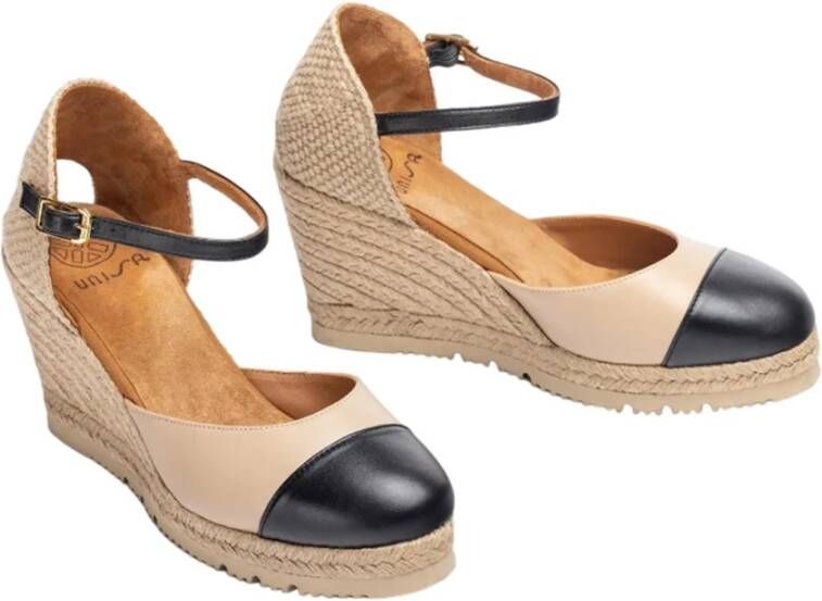 Unisa Beige Casual Leren Espadrilles Beige Dames