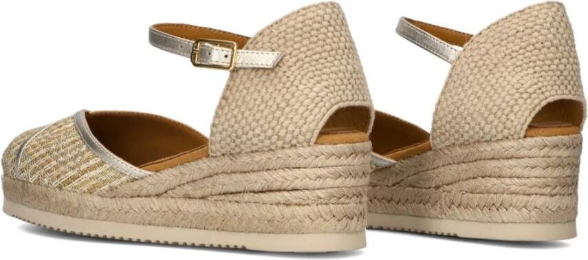 Unisa Beige Espadrilles met Raffia en Gouden Details Beige Dames