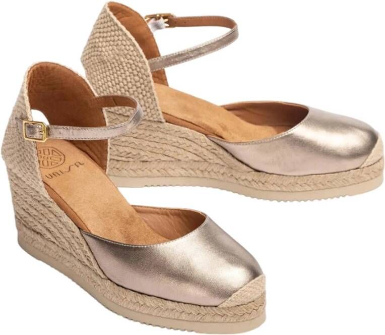 Unisa Casual Bronzen Leren Damespadrilles Gray Dames