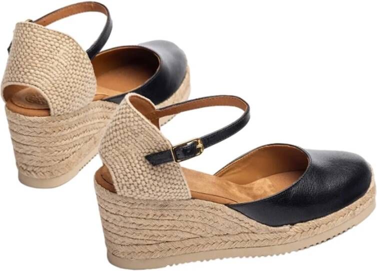 Unisa Casual Zwarte Leren Espadrilles Black Dames