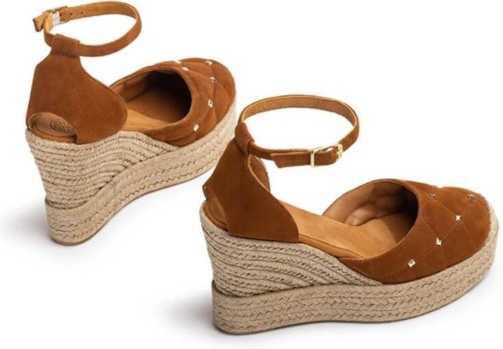 Unisa Kameel Suède Jurk Espadrilles met Hennepzool Brown Dames