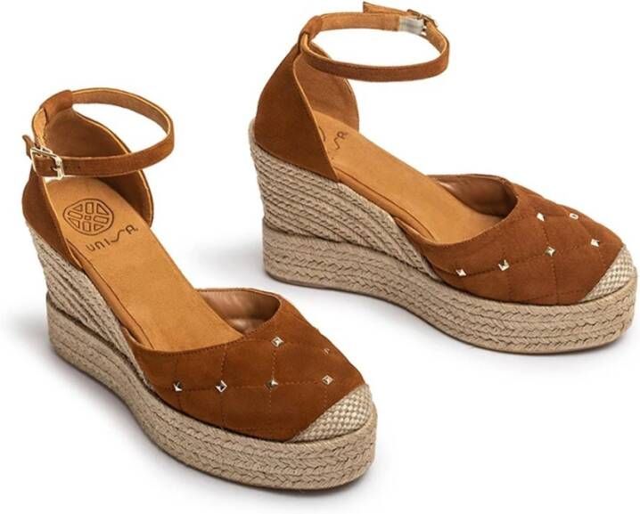 Unisa Kameel Suède Jurk Espadrilles met Hennepzool Brown Dames