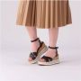 Unisa Sandalen Dames Damesschoenen Leer Plateauhak hoogte 5 7 cm Cadio Zwart - Thumbnail 7