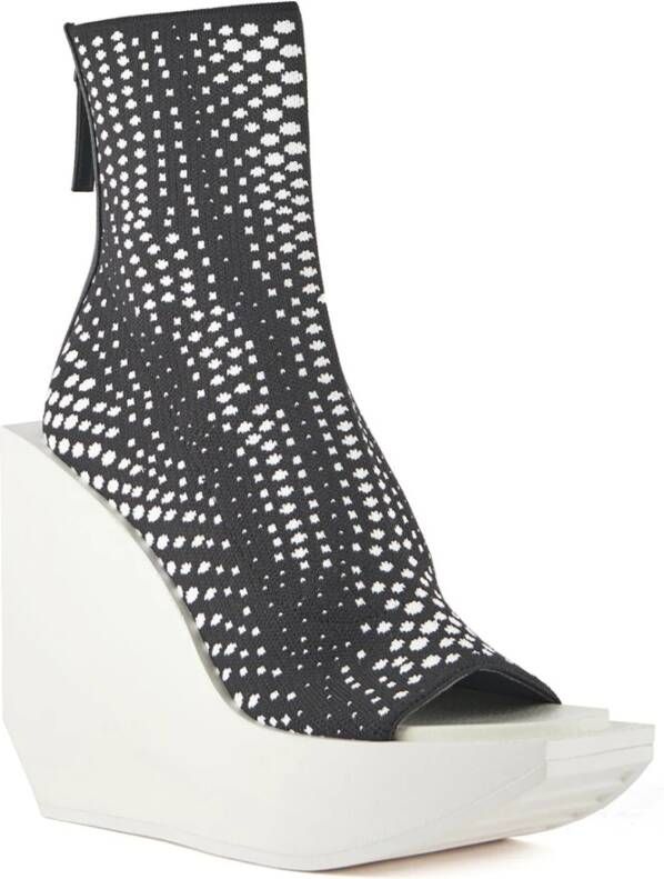 United Nude Grafische Geweven Platform Bootie met Sleehak Black Dames