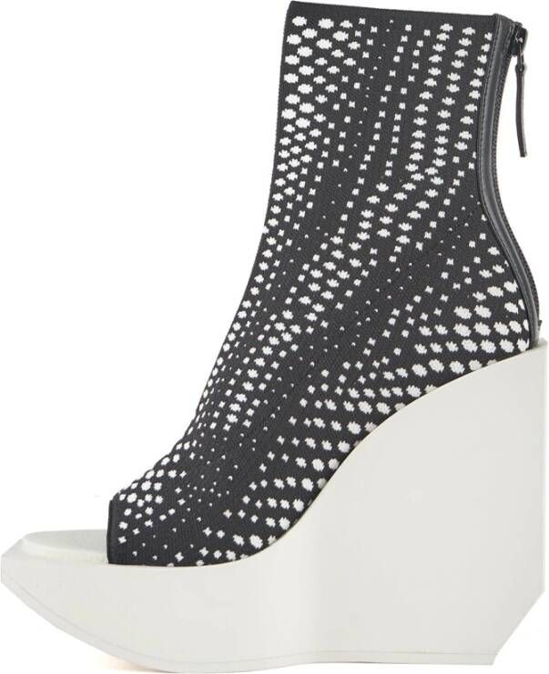 United Nude Grafische Geweven Platform Bootie met Sleehak Black Dames