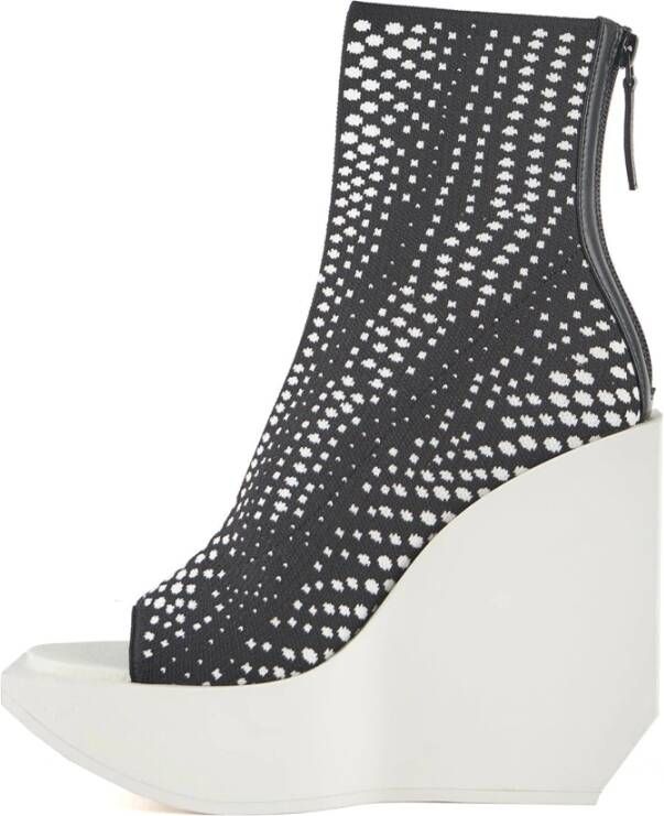 United Nude Grafische Geweven Platform Bootie met Sleehak Black Dames