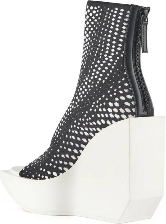 United Nude Grafische Geweven Platform Bootie met Sleehak Black Dames