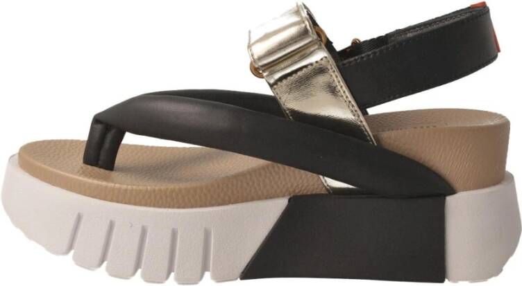 United Nude Zwarte en gouden damessandaal