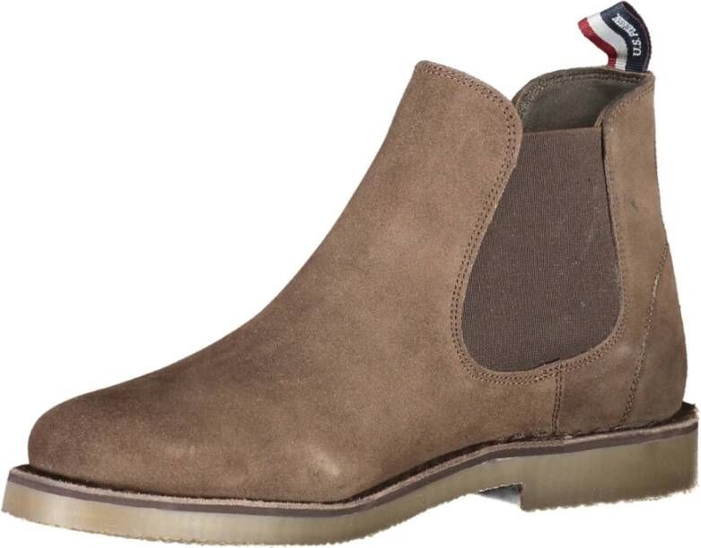 U.s. Polo Assn. Bruine Herenlaars Elastisch Detail Contrast Logo