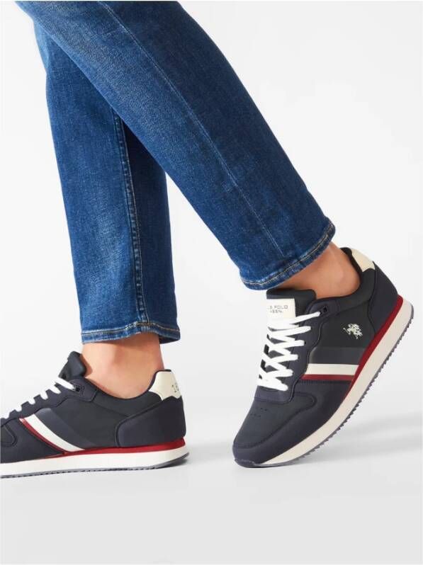 U.s. Polo Assn. Gedrukte Leren PU Sneakers Blue Heren