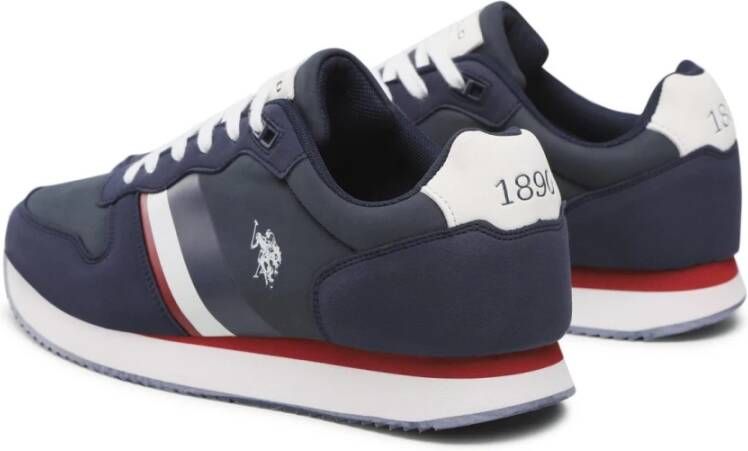 U.s. Polo Assn. Gedrukte Leren PU Sneakers Blue Heren