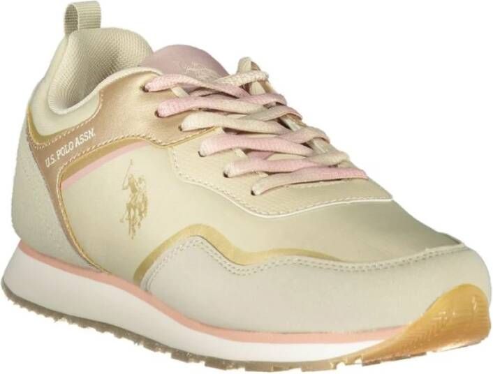 U.s. Polo Assn. Sportieve Beige Sneaker met Contrastdetails Beige Dames