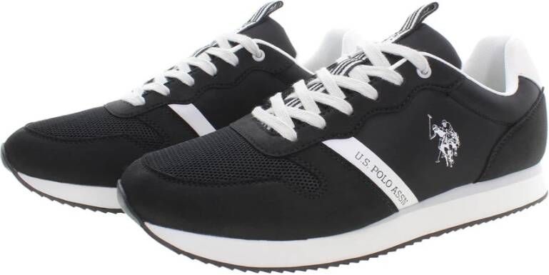 U.s. Polo Assn. Sportieve Zwarte Veterschoenen met Logo Black Heren