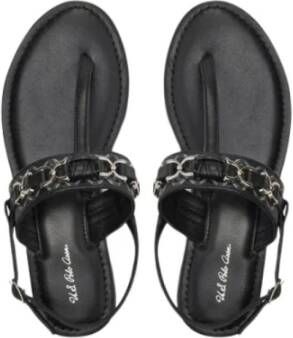 U.s. Polo Assn. Zwarte leren sandalen met zilveren metalen details