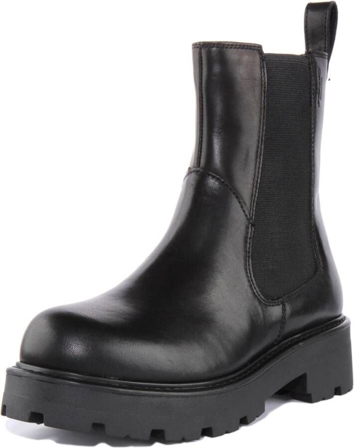 Vagabond Shoemakers Zwarte Leren Chelsea Laarzen met Dikke Zool