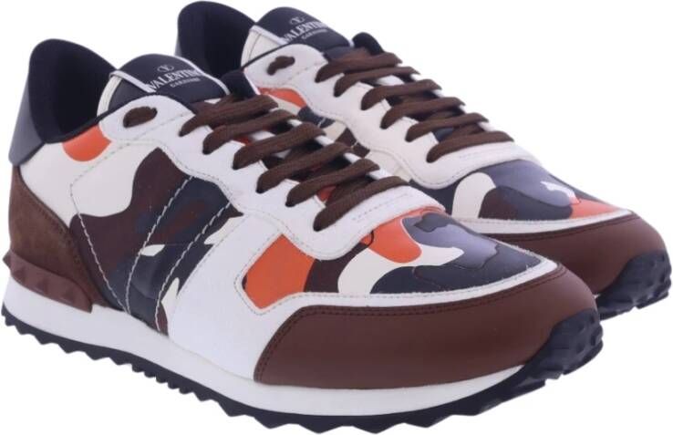 Valentino Garavani Sneakers van synthetisch leer en suède Bruin Heren