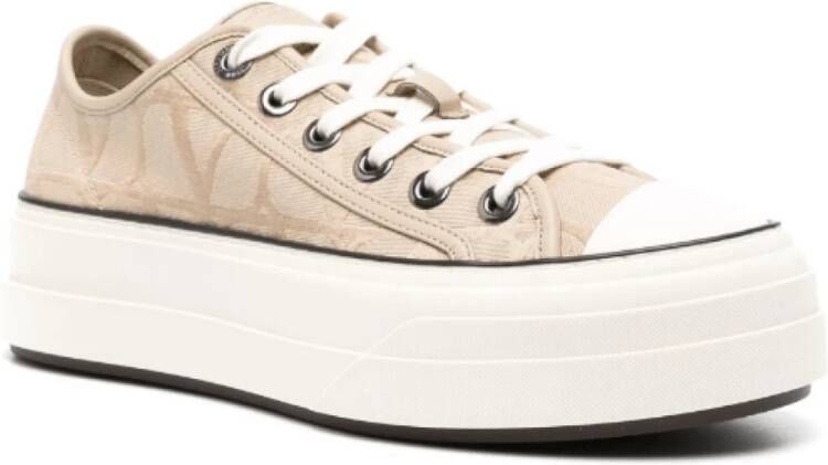 Valentino Beige Canvas Platform Sneakers Beige Dames