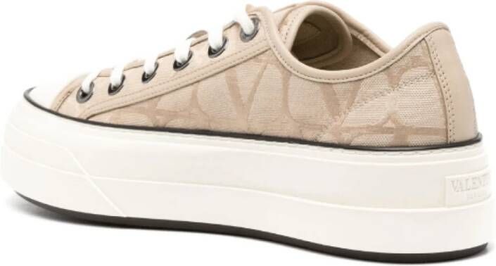 Valentino Beige Canvas Platform Sneakers Beige Dames