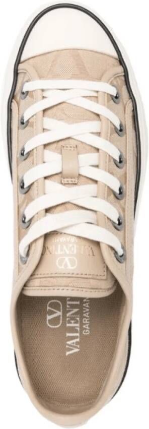 Valentino Beige Canvas Platform Sneakers Beige Dames