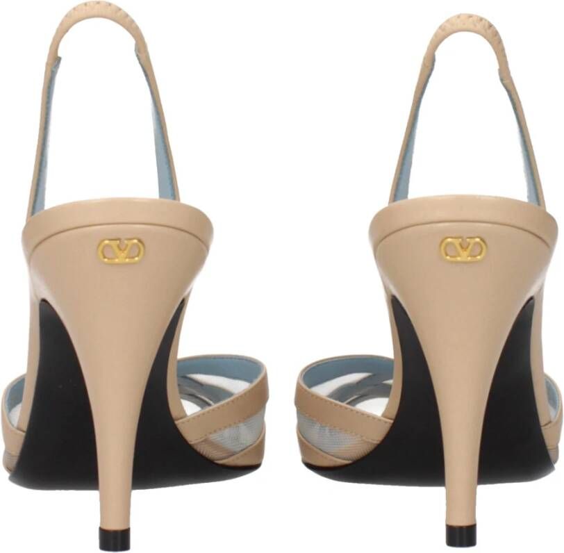 Valentino Garavani Beige Leren Stiletto Hakken Sandalen