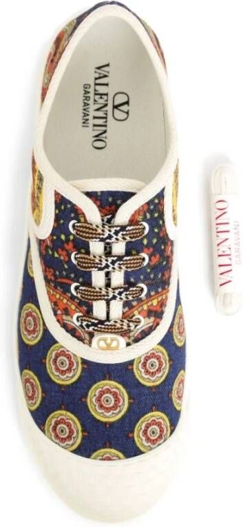 Valentino Garavani Blauw Wit Bedrukte Sneaker Amoebas