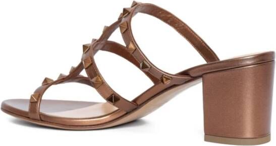 Valentino Garavani Bruin Leren Blokhak Sandalen