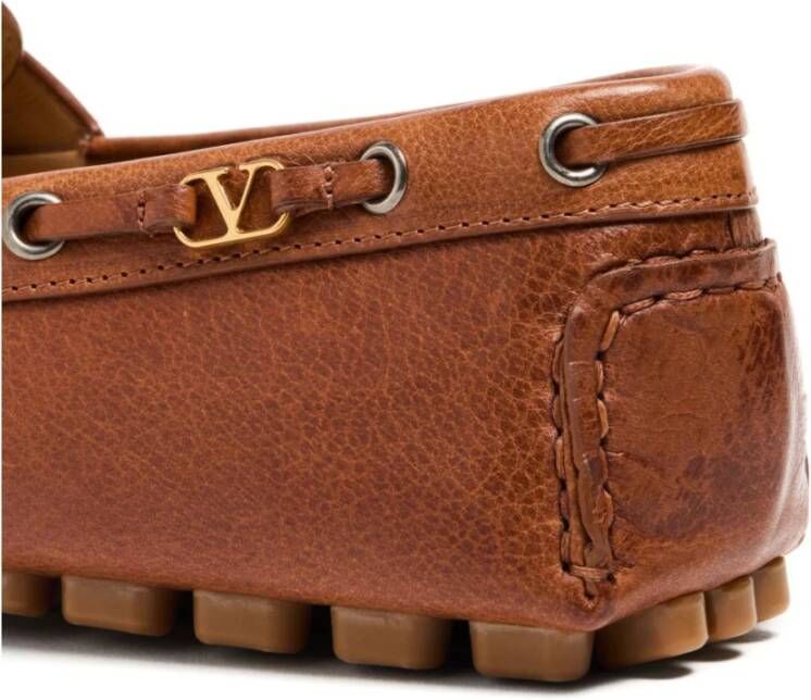 Valentino Garavani Bruin leren instap platte schoenen