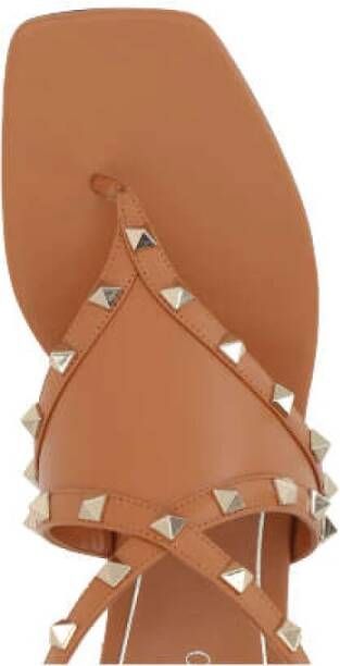 Valentino Garavani Bruin Leren Sandalen met Metalen Studs Brown Dames