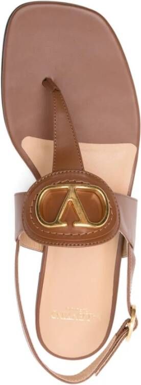 Valentino Garavani Bruin Leren VLogo Slingback Sandalen