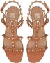 Valentino Garavani Bruine Leren Platte Sandalen - Thumbnail 2