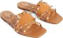 Valentino Garavani Bruine Leren Platte Sandalen met Studs Brown Dames - Thumbnail 2