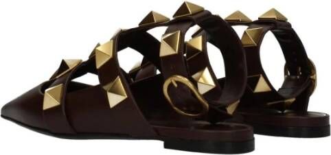 Valentino Garavani Bruine leren sandalen met studs
